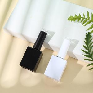 Wholesale Glass Collar Senior PAK OEM Customized Unique 15ml Square Luxury Black Uv Gel Nail Polish Bottle with Clear Top Cap from china suppliers