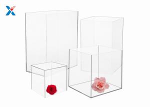 Wholesale Square Acrylic Packaging Box 4 / 12 Inch 5 Sided Clear Acrylic Gift Boxes from china suppliers