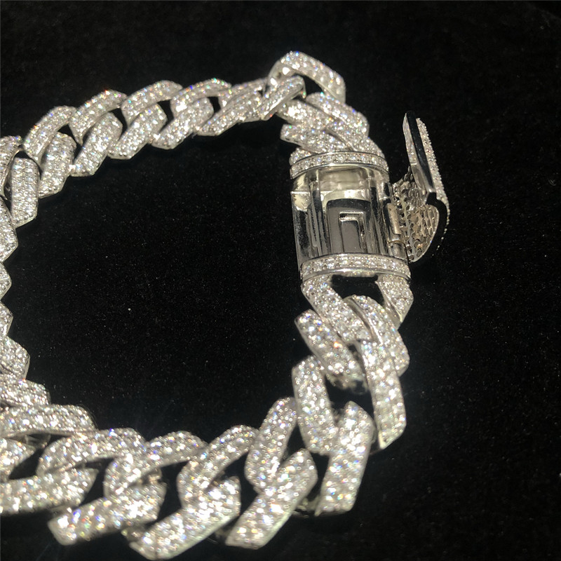 S925 Gold Plated Moissanite Cuban Chain 22 Inches Moissanite Hip Hop Jewelry
