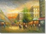 Framed Paris Oil Painting Eiffel Tower Paris Street Eco-Friendly For Leisure