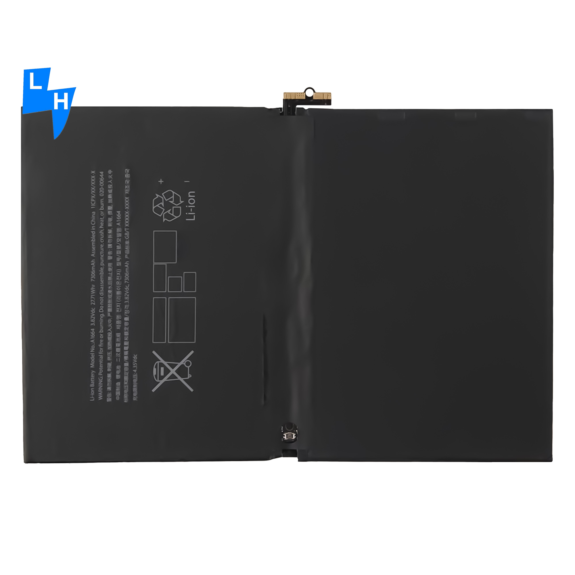 7306mAh Double IC Protection Replacement Tablet Battery for iPad pro 9.7 in Black