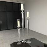Small Crystal Glass Candle Holder Luxury Event Table Decoration Long Pole 115CM