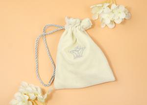 Wholesale White Color Small Flannel Velvet Gift Pouch With Drawstring Ropes With Metal Buckle from china suppliers