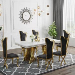 Wholesale Light Luxury Stainless Steel Marble Square Ballroom Dining Table from china suppliers