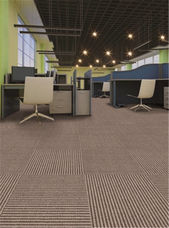 Floor Protection Striped Carpet Tiles / Industrial Office Carpet Tiles For Project