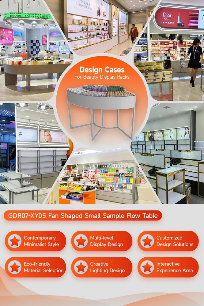GDR07-XY05 Cosmetic Display Table with 3mm Transparent Acrylic Joint Box and Adjustable Height for Trade Show Booth
