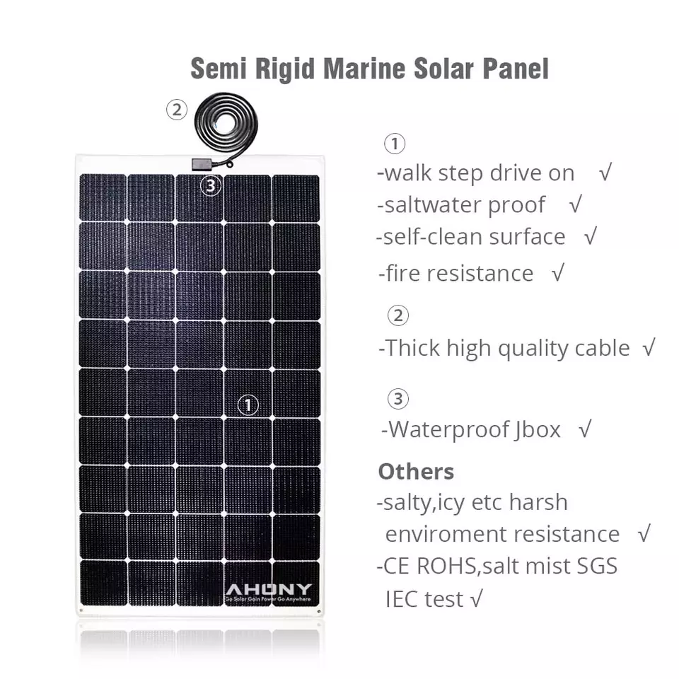 boat builder yacht shipyard durable Electric Car Flexible Walkable Solar Panels 160w off grid