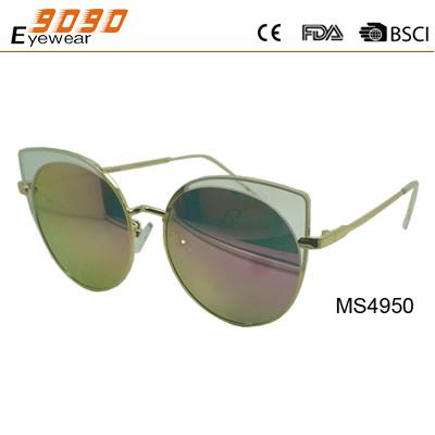 Lady's cat-eye shape fashionable sunglasses,made of metal , UV 400 Protection