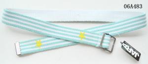 Wholesale Turquoise Blue Kids Web Belt Mixed Polyester Stripes / Old Silver Buckle Available from china suppliers