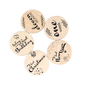 Wholesale Baby Monthly Milestone Cards Wooden Printed Milestone Discs for Baby Newborn Gifts-customized design accept from china suppliers