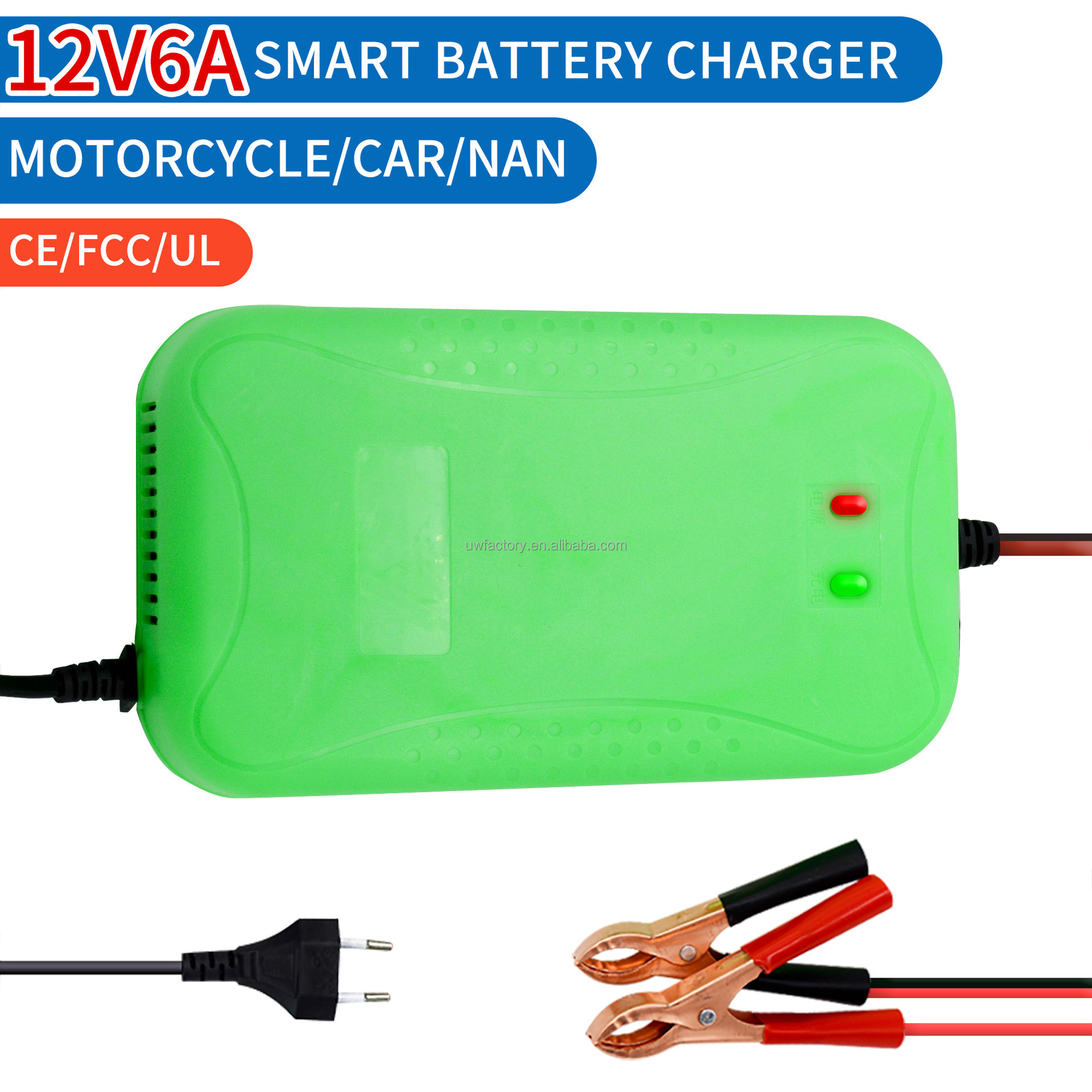 SCP Function 12V 6A Smart Repair Lead Acid Automatic Car Battery Charger 7-Stage Power Supply for Battery Reconditioning