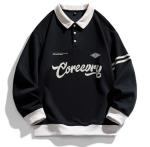 Small Quantity Clothing Manufacturer Men'S Retro Lapel Pullover Long Sleeve 100%