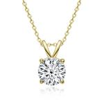 925 Sterling Silver Pendant for Girls 18K Yellow Gold Round Cut Solitaire Stone