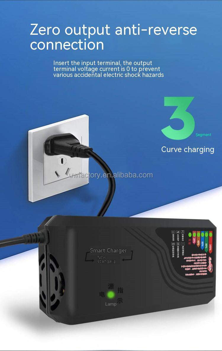 48V 12ah Motorcycle Car Battery Charger Pulse Repair with LCD Charger EU Plug Private Mold