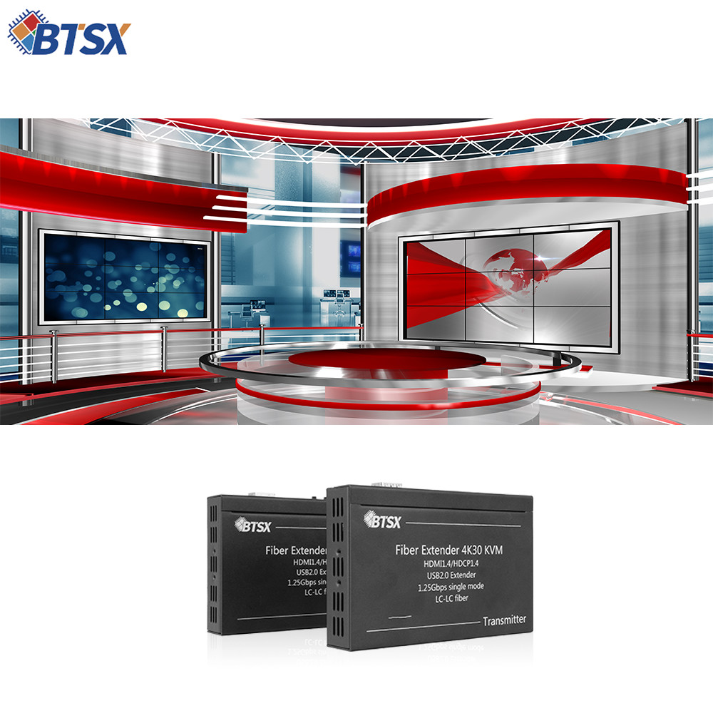4K HDMI Fiber Extender with KVM and RS232 Professional Zero-Latency HDMI Fiber Optic Extender 4K@30Hz HDMI over Single-Mode Fiber Extender