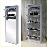 Bedroom White 25kg 29pcs Panels Mirrored Shoe Cabinet