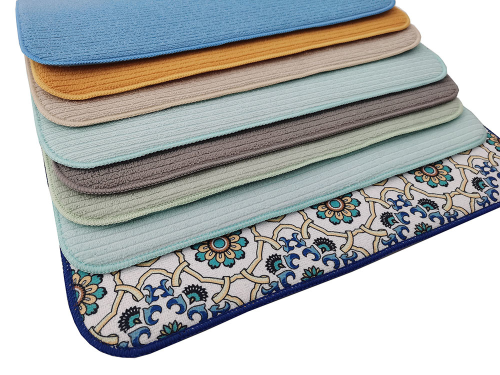 15x20inch Transfer Printing Microfiber Dish Drying Mat For Kitchen