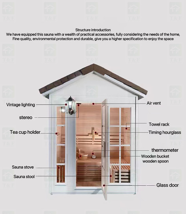 Garden Traditional Steam Sauna Room , Canadian Hemlock Barrel Outdoor Sauna