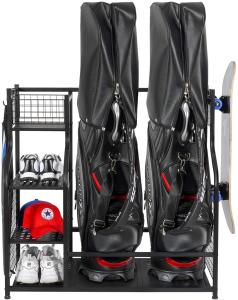 Wholesale OEM Black Color 2 Golf Bag Garage Organizer Rack For Supermarket from china suppliers