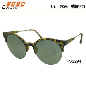 Wholesale Semi-rimless round sunglasses with metal temple and plastic tip,fashionaable style from china suppliers