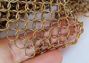 Wholesale 0.8x7mm Stainless Steel Metal Ring Mesh Curtains Gold Color Used For Space Divider from china suppliers
