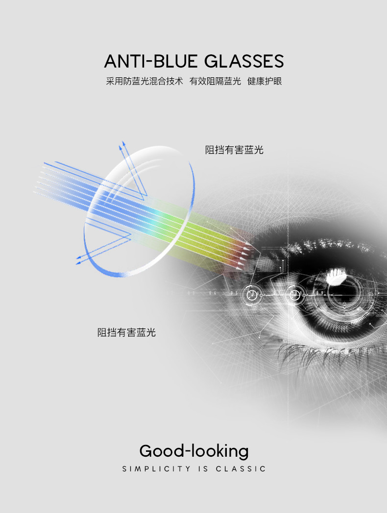 Promotion Metal Frame Reading Eyeglasses 139MM Anti Blue Light AC Lens