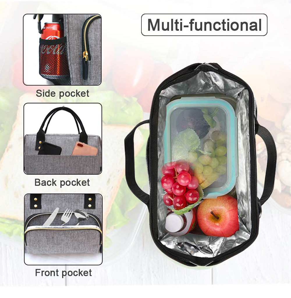 Insulated Lunch Bag with Detachable Shoulder Strap & Carry Handle