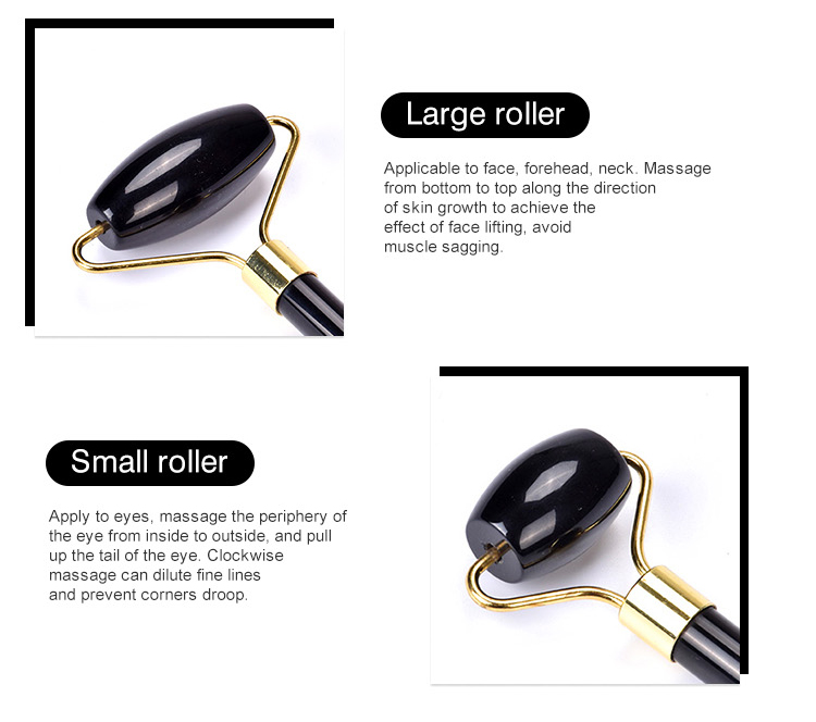 3.9CM Remove Toxins Black Face Stone Roller Obsidian Neck Beauty Instrument