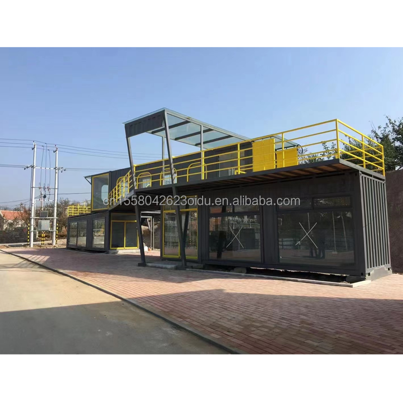 Outdoor Restaurant Cafe Bar Container House 40FT Modern Design with Galvanized Steel Square Tubes