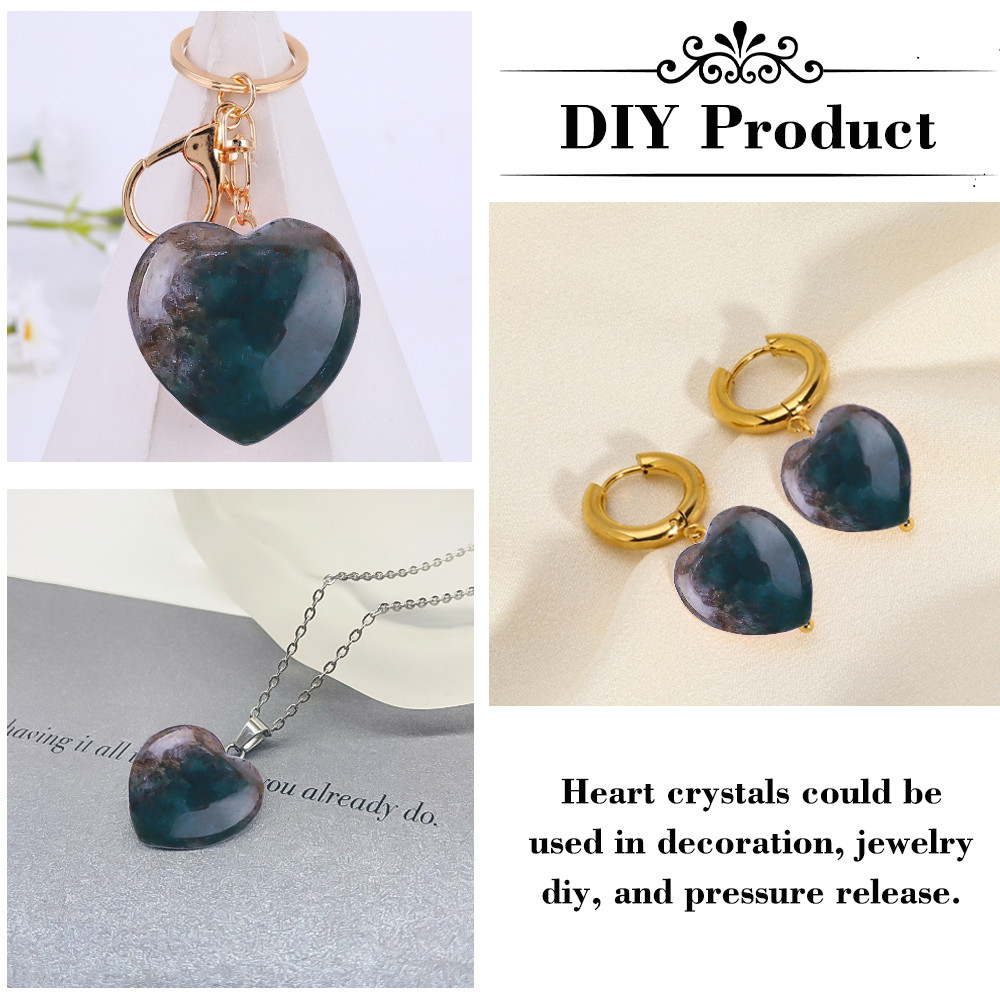 Timeproof Polished Gemstone Indian Agate Heart Shaped Chakra Stones Crystal