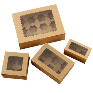 Wholesale OEM Kraft Paper Paper Cupcake Pastry Cake Box Packing With Window from china suppliers