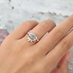925 Silver Jewelry Moissanite Ring Rose Gold Gray Moissanite Engagement Ring Set