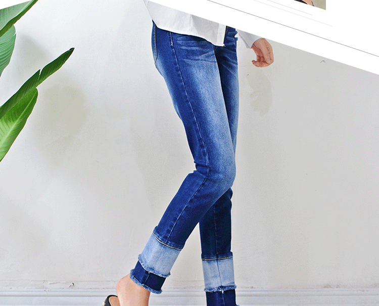 OEM Soft High Waist Women Denim Skinny Jeans Dark Blue Shrink - Resistant