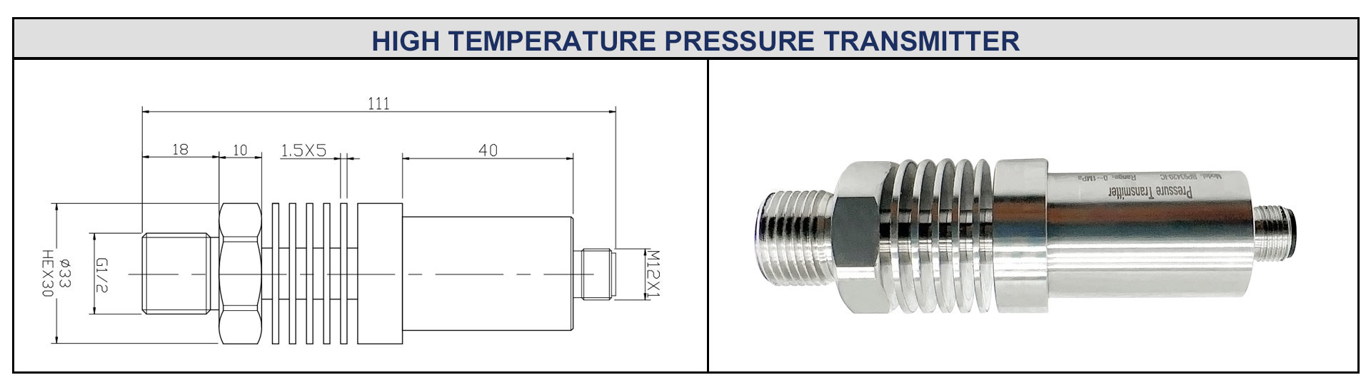 BP93420-IC M12*1 Stainless Steel Pressure Transmitter Sensor For Industrial