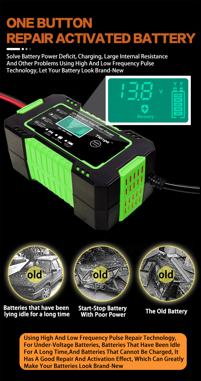 Car Battery 5 Stage Intelligent Pulse Repair Charger 12V 170W