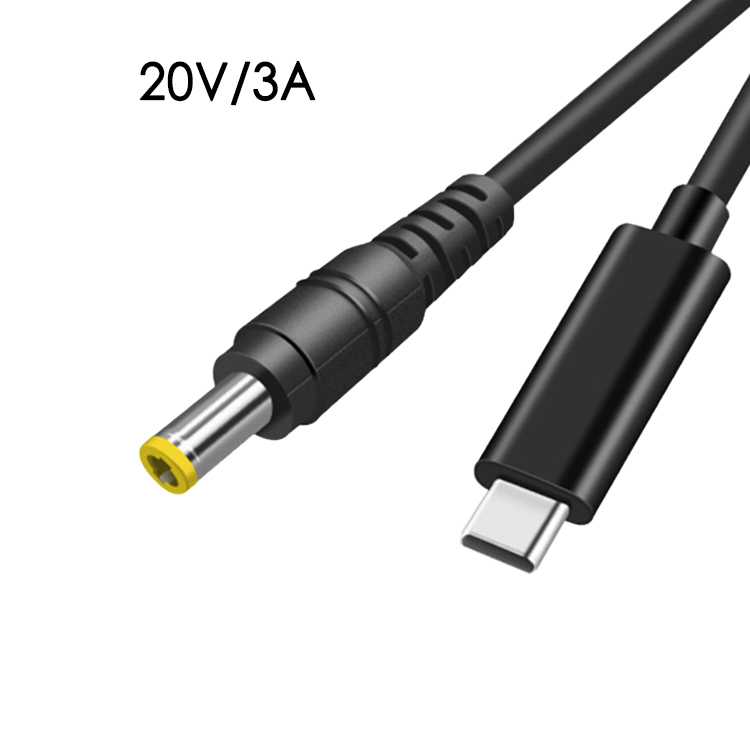 60W 20V 3A USB Type C PD Charging to DC Jack Power Adapter Cable for Laptop