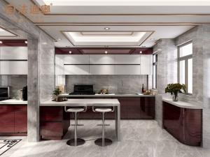 Wholesale Modern Double Kitchen Cabinet Luxurious Stainless Steel In Mahogany Finishired Elegance And Timeless Sophistication Forest Green Kitchen Cabinets from china suppliers