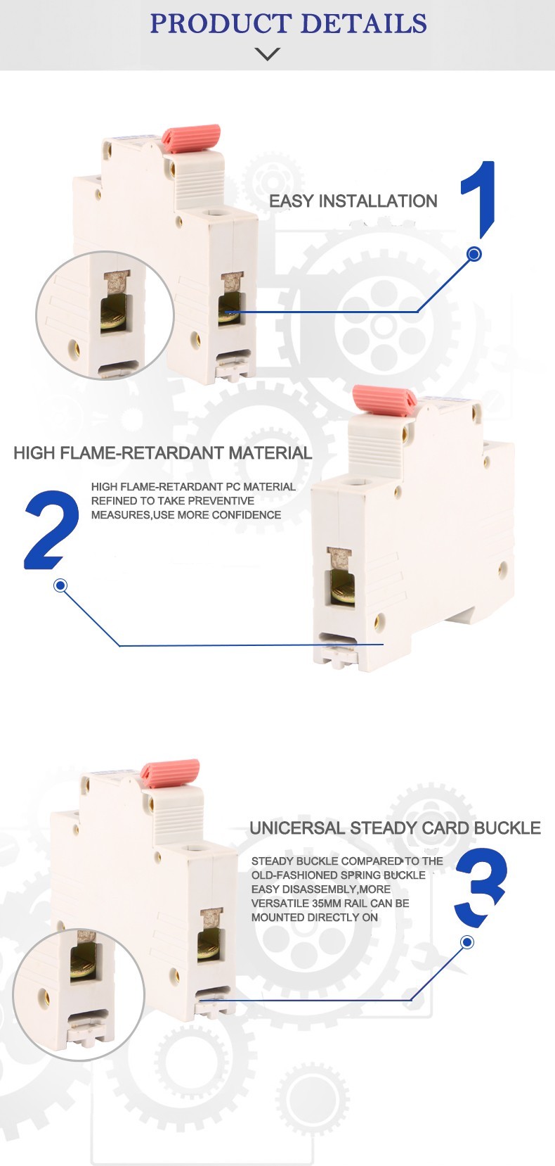 NBSM1-125 Series Industrial Type Circuit Breaker Thermal / Magnetic Release Lightweight