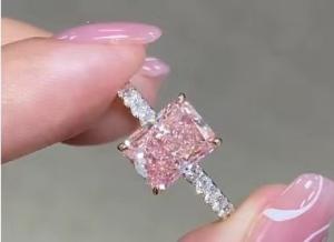 Wholesale 2.26ct Laboratory Grown Pink Diamond Engagement Ring 18K White Gold Bridal Ring from china suppliers