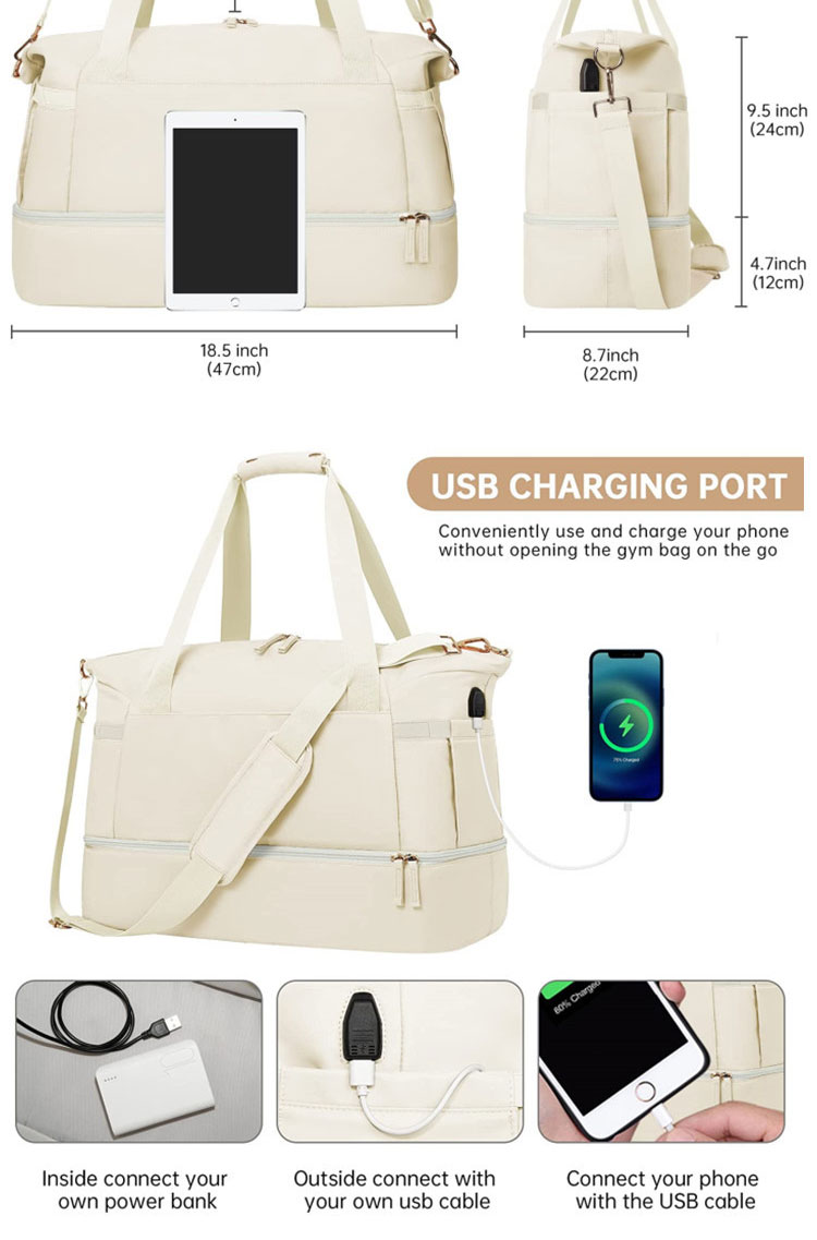 Custom Logo Women Duffel Weekender Bag Sports Tote Bag Foldable Waterproof