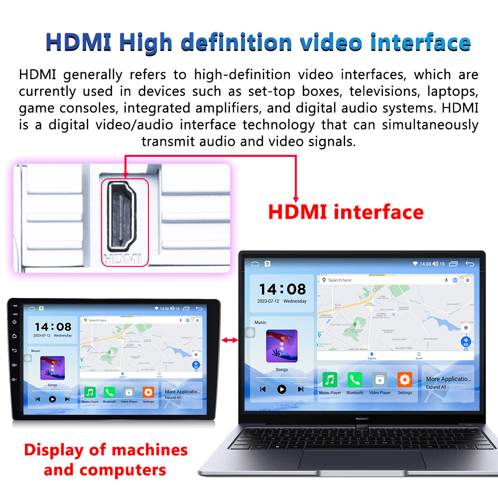 Universal 2Din Car Radio with Wireless Android Auto/CarPlay and Rear-View Backup Camera