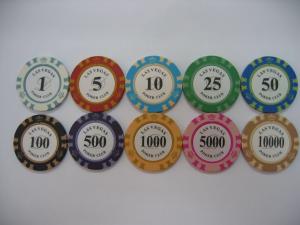 China Gambling Game Ceramic Clay Poker Chip Set Casino Royale Poker Chips Custom Printing on sale