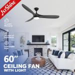 LED Ceiling Fan with Light 1stshine Indoor Black Solid Wood DC Quiet Motor