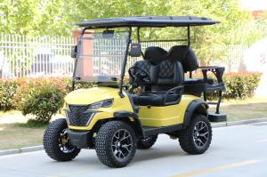 Wholesale Yellow 4-Seater 14-Inch Off-Road Tires Support Customized Electric Golf Cart With High-Grade Leather High-Rebound Seats from china suppliers