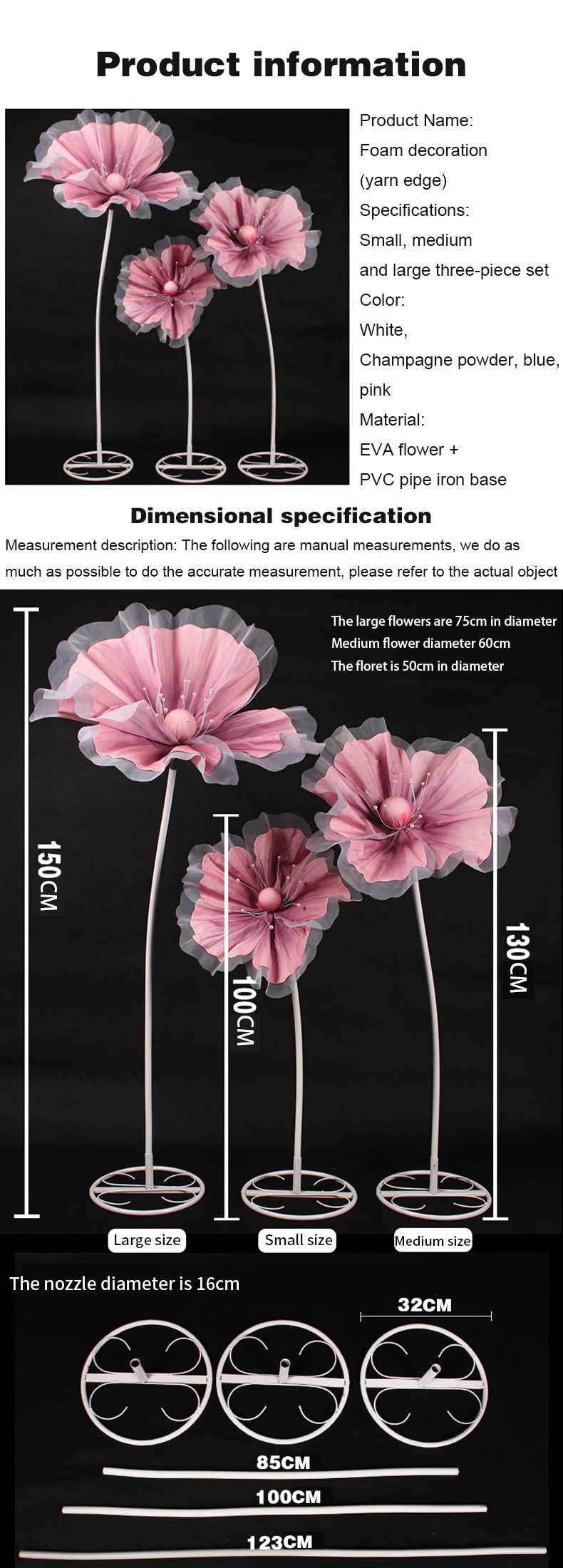 True Silk Screen Pink Foam Paper Flower for Wedding Decoration at Stage Backdrop