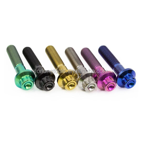 Natural Finish GR5 Grade Titanium Bolt M8 x1.25x 32MM 12 Point Flange Bolt for Chemical Plants