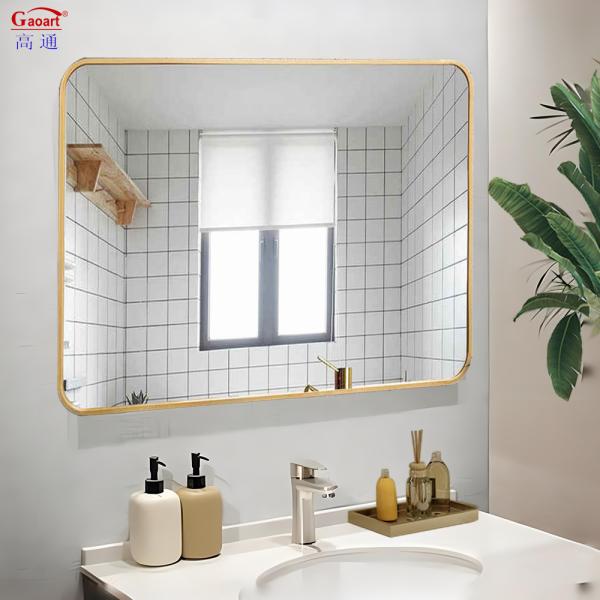Black Aluminum Sticker Gold Frame Oval Glass Mirror Wall Hanging Art for
