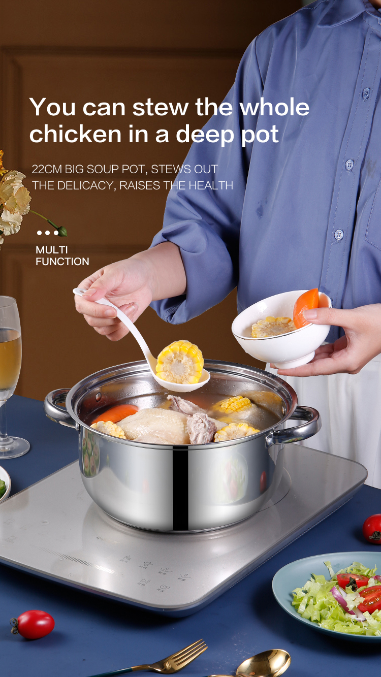 Cookware Set Customized Logo Home 10pcs Cooking Pot 22cm Large Soup Stock Pot