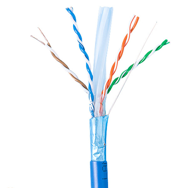 Solid Bare Copper Cat6a Lan Cable Shielded Riser 1000ft Blue 23AWG 750MHz PoE++