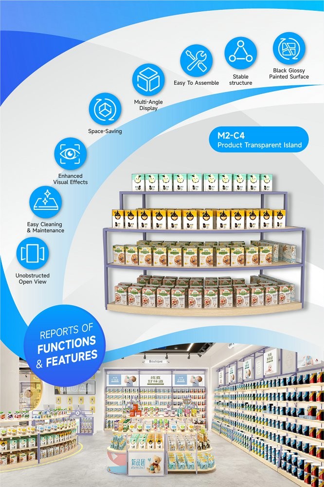 M2-C4 Robust Structure Transparent Display Island For Promotion In Maternity & Baby Store